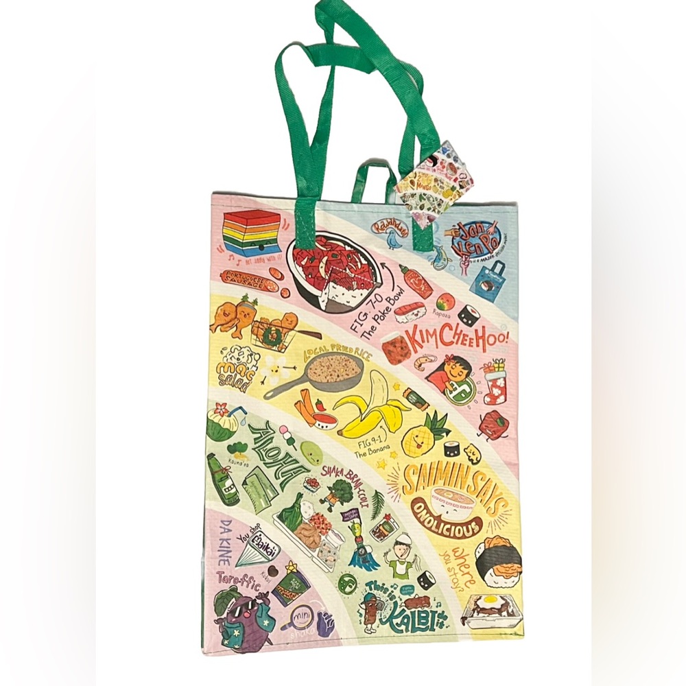 FOODLAND HAWAII Reusable Grocery Bag Shopping Tote Rainbow Limited Edition NWT